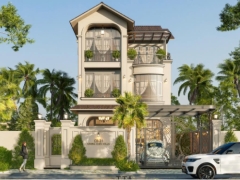 Sketchup mẫu biệt thự tân cổ điển kiểu mới (12x22m)