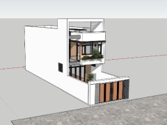 Sketchup mẫu nhà ở phố 3 tầng diện tích xây dựng 5x18.5m