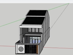 Sketchup mẫu nhà phố 2 tầng 5.7x24.5m đẹp mắt