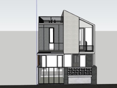 Sketchup mẫu nhà phố 2 tầng 6.8x20m
