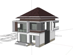 Sketchup mẫu nhà phố 2 tầng bản vẽ dựng model 3dmax