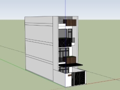 Sketchup mẫu nhà phố 3 tầng 4.8x20m dựng model sketchup việt nam đẹp