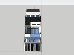 Sketchup mẫu nhà phố 3 tầng 5.4x24m