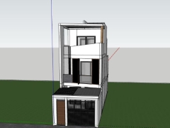 Sketchup mẫu nhà phố 3 tầng 5x21.5m