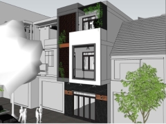 Sketchup mẫu nhà phố 3 tầng diện tích thiết kế 5x18m
