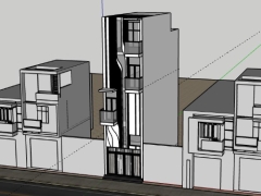 Sketchup mẫu nhà phố 4 tầng 4x12.8m