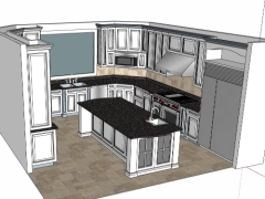 Sketchup mẫu nội thất phòng bếp 2021