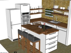 Sketchup mẫu nội thất phòng bếp 3dsu