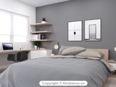 Sketchup model nội thất - Full setting + ánh sáng+ vật liệu phòng ngủ Scandinavian