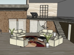 Sketchup model nội thất phòng khách sang trọng