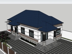 Sketchup nhà biệt thự 1 tầng 8.7x20.7m