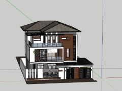 Sketchup nhà biệt thự 3 tầng 14x15m đẹp mắt