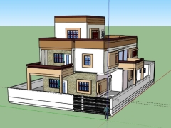 Sketchup nhà biệt thự 3 tầng 14x22m đẹp