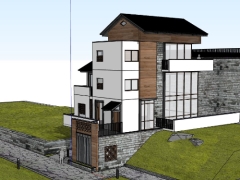 Sketchup nhà biệt thự 3 tầng kích thước xây dựng 9.3x19.3m