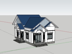 Sketchup nhà biệt thự trệt 8x16m đẹp