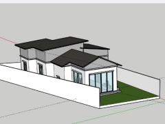 Sketchup nhà biệt thự trệt 8x24m đẹp