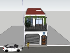 Sketchup nhà ở 2 tầng 5x17m đẹp mắt