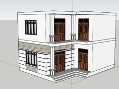 Sketchup nhà ở 2 tầng diện tích xây dựng 10.8x10.4m