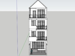 Sketchup nhà ở 4 tầng 5.5x14.5m