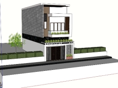 Sketchup nhà ở phố 2 tầng diện tích thiết kế 7.5x18.6m