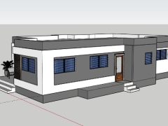 Sketchup nhà phố 1 tầng 7x13m đẹp