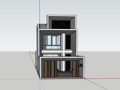 Sketchup nhà phố 2 tầng 1 tum 6.6x22m