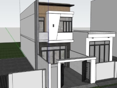 Sketchup nhà phố 2 tầng 4x19m