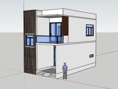 Sketchup nhà phố 2 tầng 5.4x9.8m đẹp