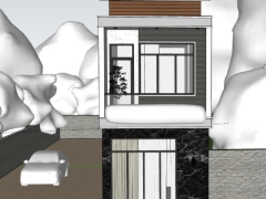Sketchup nhà phô 2 tầng lệch diện tích thiết kế 4x24m