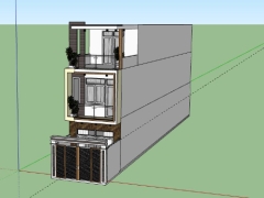 Sketchup nhà phố 3 tầng 4x29m đẹp