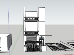 Sketchup nhà phố 3 tầng 5x14m