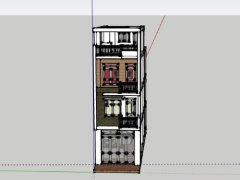 Sketchup nhà phố 4 tầng 4x15m