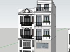 Sketchup nhà phố 4 tầng tân cổ điển 8.6x18.5m