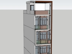 Sketchup nhà phố 5 tầng diện tích xây dựng 4x13m