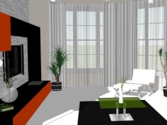 Sketchup nội thất phòng khách 3d phong cách mới lạ