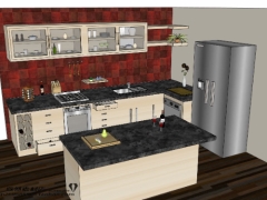 Sketchup thiết kế bản vẽ nội thất phòng bếp 2024
