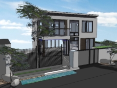 Sketchup thiết kế nhà dân 2 tầng trên sketchup 2021