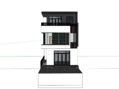 Sketchup thiết kế nhà dân 3 tầng 7.5x16.8m