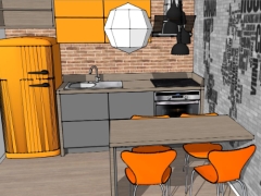 Sketchup thiết kế nội thất phòng bếp đẹp