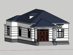 (Sketchup+Cad) Hồ sơ thiết kế nhà hiện đại một tầng mái nhật kích thước 10.5x16.3m