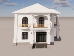 (Sketchup+Cad) Hồ sơ thiết kế nhà tân cổ hai tầng mái nhật kích thước 10.3X10.8m