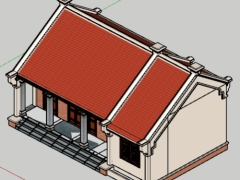 (Sketchup+Cad) Hồ sơ thiết kế nhà thờ họ kích thước 6.5x11m