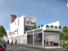 Su 2018 + vay 3.6 thiết kế nhà ở phố 2 tầng 1 tum