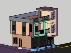 Tải model nhà phố 2 tầng 9x7m su đẹp