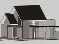 Tải model sketchup nhà 1 tầng 9.95x11.9m