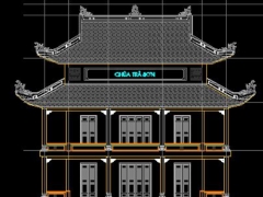 Tệp hồ sơ bản vẽ toàn diện kiến trúc – kết cấu – điện nước cho chùa (chánh điện & nhà tăng)