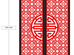 Thiết kế 2D cổng 2 cánh cnc chữ thọ và hoa văn đẹp