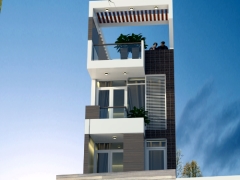 Thiết kế 3D Su nhà phố 4 tầng hiện đại 4.2x20.5m