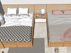 Thiết kế 3d.skp nội thất phòng ngủ đôi cho bé
