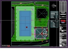 Thiết kế autocad bản vẽ thi công sân tennis nhà phục vụ